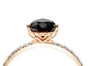 Solitaire Engagement Ring Setting for Fancy Black Pear-Shaped Center with Fine Pave Accents and Prong Head in Rose Gold
