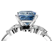 Solitaire Engagement Ring Setting for Fancy Blue Princess Cut Center with Marquise Accent Twist Band and Prong Head in Platinum