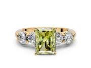 5 Stone Engagement Ring Setting for Fancy Yellow Radiant Cut Center with Graduated Accents and Prong Head in Yellow Gold