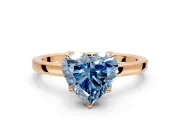 Solitaire Engagement Ring Setting for Fancy Blue Heart-Shaped Center with Thin Rounded Plain Band and Prong Head in Rose Gold