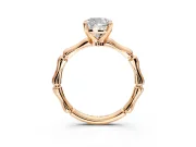 Solitaire Engagement Ring Setting for Cushion Cut Center with Bamboo Band and Prong Head in Rose Gold