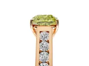 Solitaire Engagement Ring Setting for Fancy Yellow Cushion Cut Center with Round Cut Channel Band and Prong Head in Rose Gold