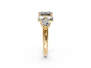 Cluster Engagement Ring Setting for Emerald Cut Center with Round Cut Accent Frame and Prong Head in Yellow Gold
