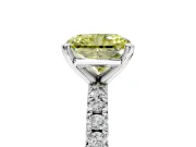 Solitaire Engagement Ring Setting for Fancy Yellow Radiant Cut Center with Fine Pave Band and Claw Prong Head in Sterling Silver