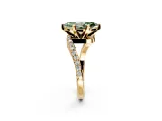 Solitaire Engagement Ring Setting for Fancy Green Marquise Center with Pave Bypass Swirl Band and Prong Head in Yellow Gold