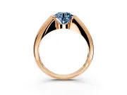 Tension Engagement Ring Setting for Fancy Blue Round Cut Center with Wide Tapered Band and Tension Head in Rose Gold