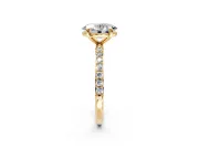 Solitaire Engagement Ring Setting for Oval Center with Pave Accents and Prong Head in Yellow Gold