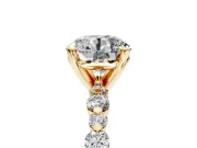 Solitaire Engagement Ring Setting for Round Cut Center with Alternating Size Accents and Prong Head in Yellow Gold