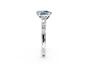 Bar-Set Engagement Ring Setting for Fancy Blue Pear-Shaped Center with Tapered Baguette Accents and Prong Head in White Gold