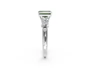 5 Stone Engagement Ring Setting for Fancy Green Emerald Cut Center with Graduated Accents and Prong Head in Sterling Silver