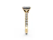 Solitaire Engagement Ring Setting for Emerald Cut Center with Large Accents and Prong Head in Yellow Gold
