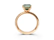 Solitaire Engagement Ring Setting for Fancy Green Asscher Cut Center with Milgrain X Pattern Band and Prong Head in Rose Gold