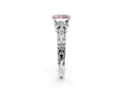 Solitaire Engagement Ring Setting for Fancy Pink Radiant Cut Center with Filigree Band and Prong Head in Platinum