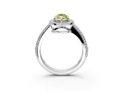 Milgrain Halo Engagement Ring Setting for Fancy Yellow Marquise Center with Three-Sided Pave Band and Prong Head in White Gold