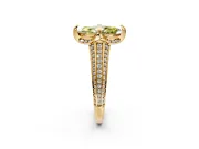 Solitaire Engagement Ring Setting for Fancy Yellow Marquise Center with Accented Split Shank and Prong Head in Yellow Gold