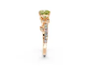 Leaf Motif Engagement Ring Setting for Fancy Yellow Cushion Cut Center with Pave Band and Prong Head in Rose Gold