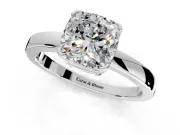Solitaire Engagement Ring Setting for Cushion Cut Center with Plain Band and Flat Tab Prong Head in Platinum