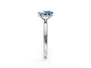 Hidden Halo Engagement Ring Setting for Fancy Blue Oval Center with Thin Rounded Band and Prong Head in Platinum