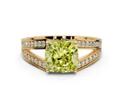 Split Shank Engagement Ring Setting for Fancy Yellow Cushion Cut Center with Pave Split Shank and Prong Head in Yellow Gold