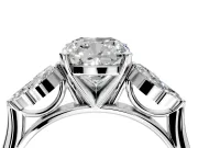 Floral Cluster Engagement Ring Setting for Cushion Cut Center with Marquise Accents and Prong Head in Platinum