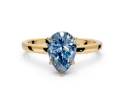 Hidden Halo Engagement Ring Setting for Fancy Blue Pear-Shaped Center with Plain Band and Tall Prong Head in Yellow Gold
