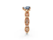 Solitaire Engagement Ring Setting for Fancy Blue Heart-Shaped Center with Marquise Panel Band and Prong Head in Rose Gold
