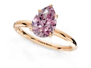 Hidden Halo Engagement Ring Setting for Fancy Pink Pear-Shaped Center with Thin Rounded Band and Prong Head in Rose Gold