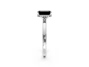Hidden Halo Engagement Ring Setting for Fancy Black Emerald Cut Center with Plain Band and Tall Prong Head in White Gold