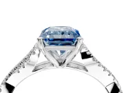 Solitaire Engagement Ring Setting for Fancy Blue Radiant Cut Center with Twisted Pave Split Shank and Prong Head in Sterling Silver