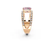 Solitaire Engagement Ring Setting for Fancy Pink Radiant Cut Center with Wide-Open Split Shank and Prong Head in Rose Gold