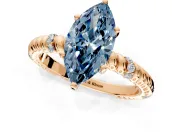 Rope Engagement Ring Setting for Fancy Blue Marquise Center with Accent Shoulders and Prong Head in Rose Gold