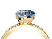 Milgrain Pave Engagement Ring Setting for Fancy Blue Heart-Shaped Center with Accent Band and Prong Head in Yellow Gold