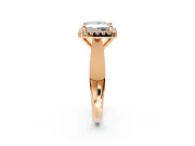 Halo Engagement Ring Setting for Princess Cut Center with Square Band and Prong Head in Rose Gold