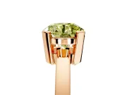 Solitaire Engagement Ring Setting for Fancy Yellow Round Cut Center with Plain Band and Flat Tab Prong Head in Rose Gold
