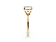 Minimalist Solitaire Engagement Ring Setting for Asscher Cut Center with Thin Band and Prong Head in Yellow Gold