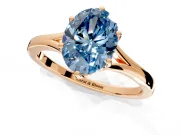 Solitaire Engagement Ring Setting for Fancy Blue Oval Center with Plain Split Shank and Prong Head in Rose Gold