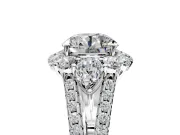 Halo Engagement Ring Setting for Round Cut Center with Two-Strand Split Shank and Prong Head in Platinum