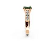 Solitaire Engagement Ring Setting for Fancy Green Emerald Cut Center with Cathedral Channel Band and Prong Head in Rose Gold