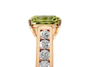 Solitaire Engagement Ring Setting for Fancy Yellow Emerald Cut Center with Cathedral Channel Band and Prong Head in Rose Gold
