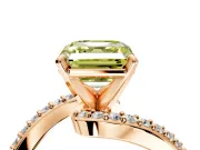 Solitaire Engagement Ring Setting for Fancy Yellow Asscher Cut Center with Pave Bypass Swirl Band and Prong Head in Rose Gold