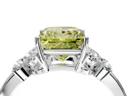 Solitaire Engagement Ring Setting for Fancy Yellow Princess Cut Center with Marquise Flower Shoulders and Prong Head in Platinum