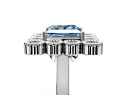 Cluster Halo Engagement Ring Setting for Fancy Blue Princess Cut Center with Milgrain Bezel Accents and Prong Head in Platinum
