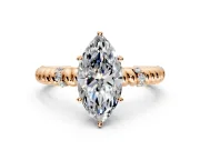 Rope Engagement Ring Setting for Marquise Center with Accent Shoulders and Prong Head in Rose Gold