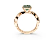 Crossover Engagement Ring Setting for Fancy Green Princess Cut Center with Pave and Plain Strands and Prong Head in Rose Gold