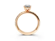 Solitaire Engagement Ring Setting for Emerald Cut Center with XO Engraved Band and Prong Head in Rose Gold