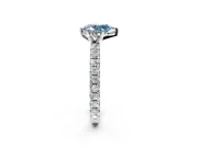 Solitaire Engagement Ring Setting for Fancy Blue Pear-Shaped Center with Shared-Prong Accents and Prong Head in Sterling Silver