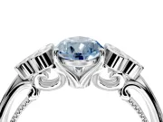 Cluster Engagement Ring Setting for Fancy Blue Pear-Shaped Center with Bezel Accent Clusters and Prong Head in Sterling Silver