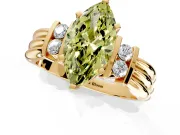 Solitaire Engagement Ring Setting for Fancy Yellow Marquise Center with Grooved Bar Accent Band and Prong Head in Yellow Gold