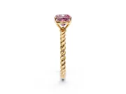 Solitaire Engagement Ring Setting for Fancy Pink Cushion Cut Center with Plain Twisted Rope Band and Prong Head in Yellow Gold