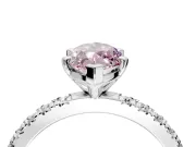 Solitaire Engagement Ring Setting for Fancy Pink Marquise Center with Fine Pave Band and Claw Prong Head in Platinum